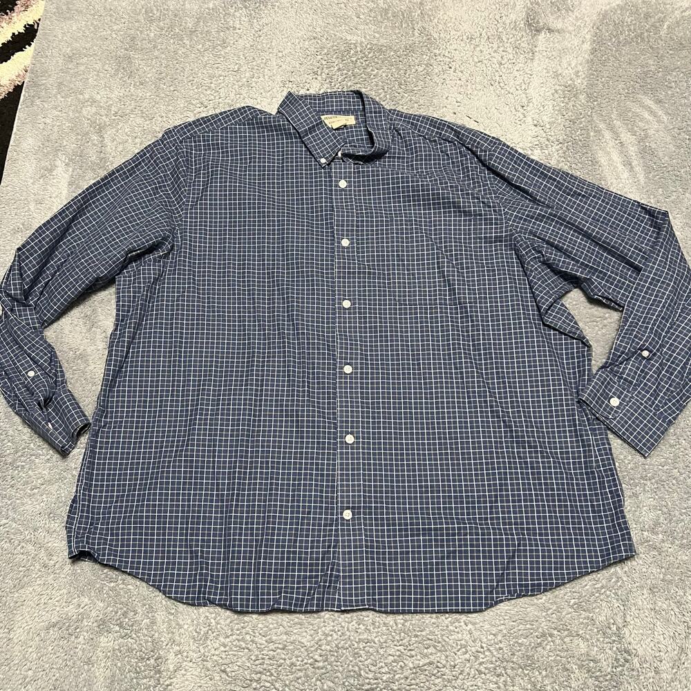 Duluth Trading WrinkleFighter Shirt Mens 3XL Plaid Blue Long Sleeve